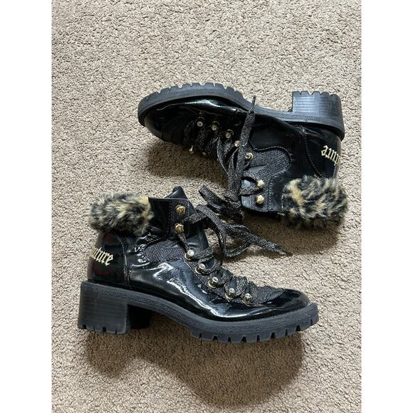 Women’s size 6.5 juicy couture indulgence boots fashion hiking booties faux fur - Picture 2 of 8